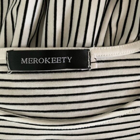 Merokeety Dress Large Striped Black White Casual Comfy Everyday Style - Picture 8 of 8